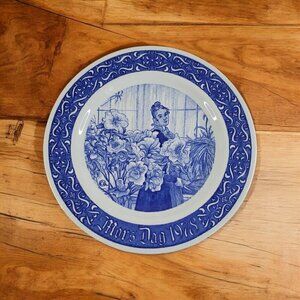 Vintage Rorstrand Mothers Day Plate 1978, Mors Dag Sweden Limited Edition Blue